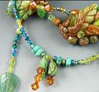 Clay and glass beads on beading wire